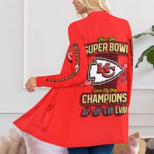 Kansas City Chiefs Women's Patch Pocket Cardigan - HUANNM 4015