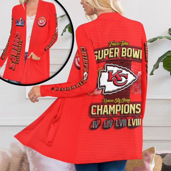 Kansas City Chiefs Women's Patch Pocket Cardigan - HUANNM 4015