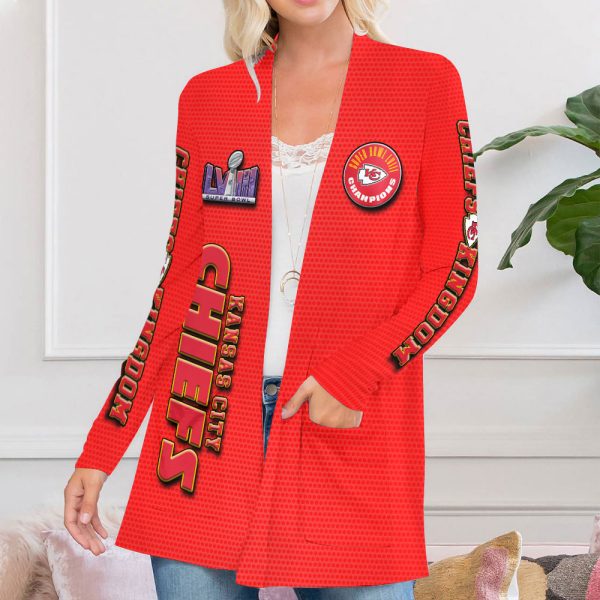 Kansas City Chiefs Women's Patch Pocket Cardigan - HUANNM 4015