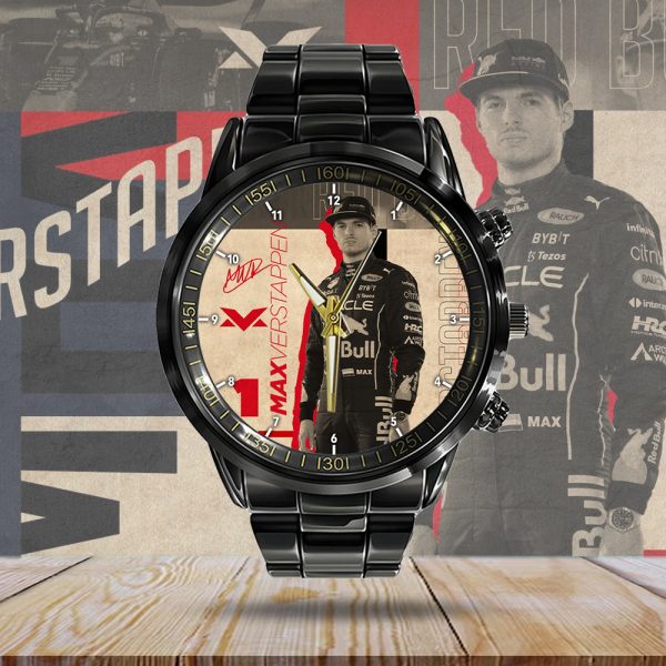 Red Bull Racing F1 x Max Verstappen Black Stainless Steel Watch - HOATT 4725