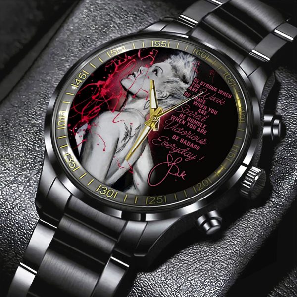 P!nk Black Stainless Steel Watch - HOATT 4590