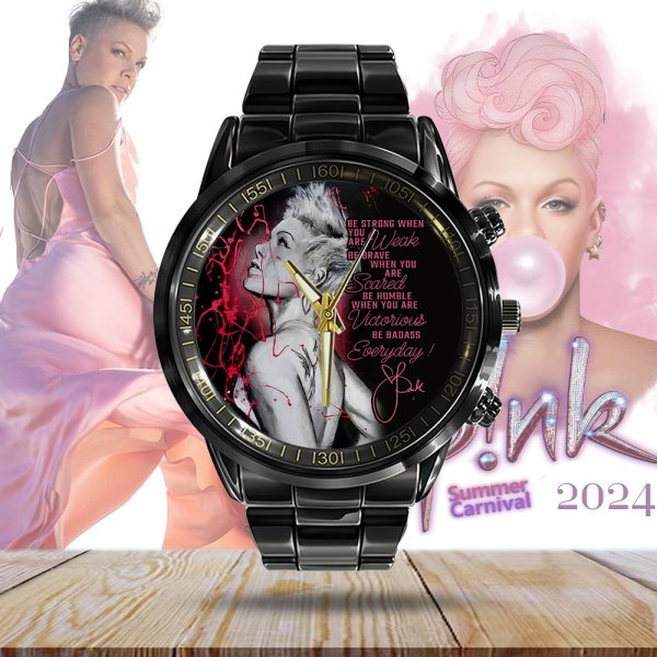 P!nk Black Stainless Steel Watch - HOATT 4590