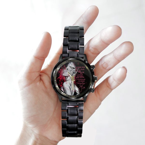 P!nk Black Stainless Steel Watch - HOATT 4590