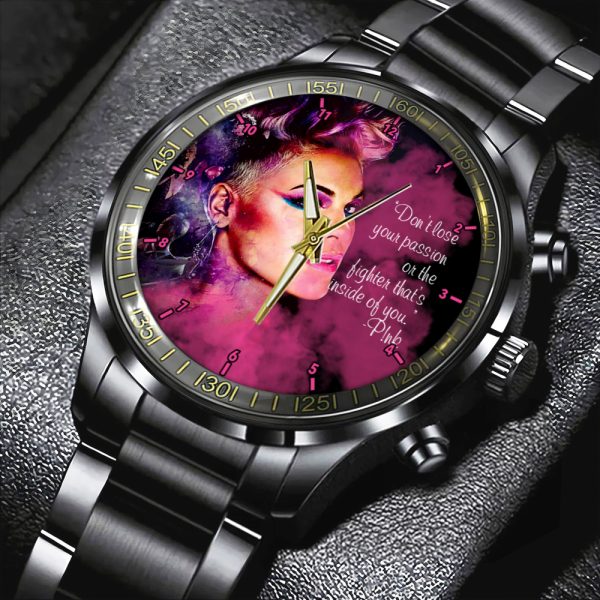 P!nk Black Stainless Steel Watch - HOATT 4622