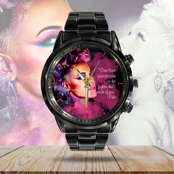 P!nk Black Stainless Steel Watch - HOATT 4622