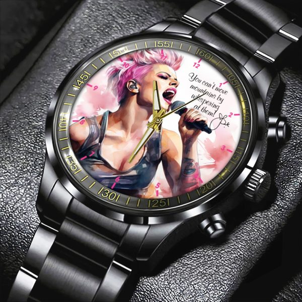 P!nk Black Stainless Steel Watch - HOATT 4623