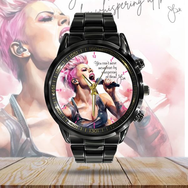 P!nk Black Stainless Steel Watch - HOATT 4623