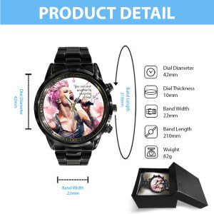 P!nk Black Stainless Steel Watch - HOATT 4623