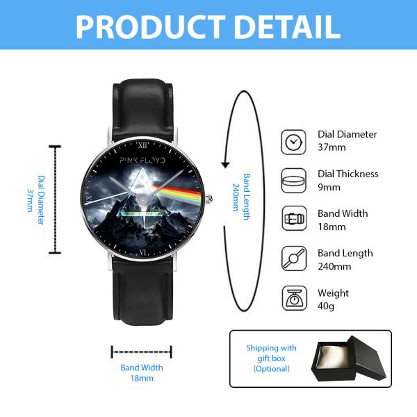 Pink Floyd Black Stitched Leather Watch - GNE 315