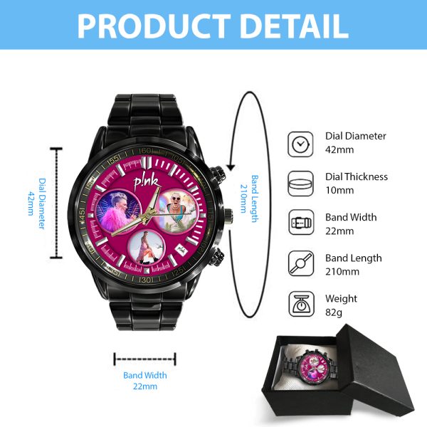 P!nk Black Stainless Steel Watch - MAITM 6573