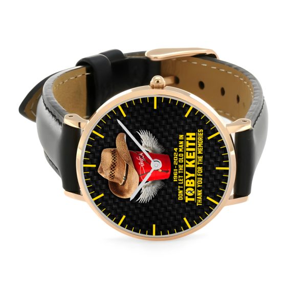 Toby Keith Black Stitched Leather Watch - HUANNM 4836