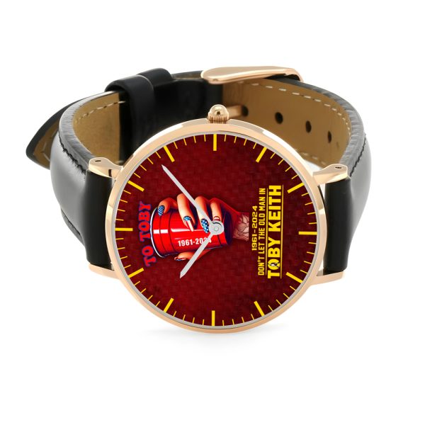 Toby Keith Black Stitched Leather Watch - HUANNM 4837