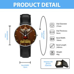 Toby Keith Black Stitched Leather Watch - HUANNM 4838