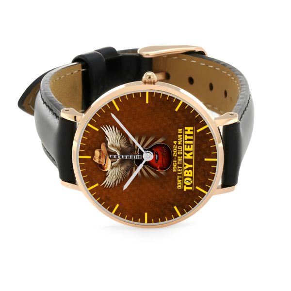 Toby Keith Black Stitched Leather Watch - HUANNM 4838