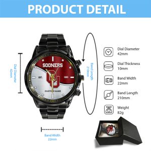 Personalized Oklahoma Sooners Women’s Softball Black Stainless Steel Watch - HUANNM 5094