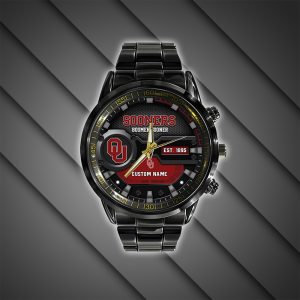 Personalized Oklahoma Sooners Women’s Softball Black Stainless Steel Watch - HUANNM 5095