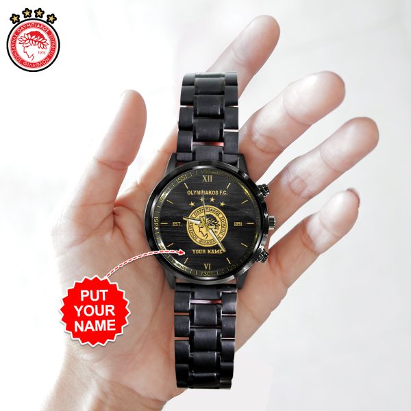 Personalized Olympiakos F.C. Black Stainless Steel Watch - HUANNM 5231