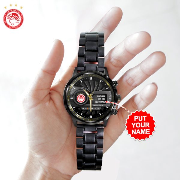 Personalized Olympiakos F.C. Black Stainless Steel Watch - HUANNM 5232