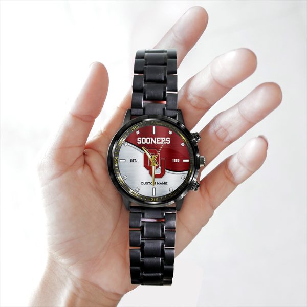 Personalized Oklahoma Sooners Women’s Softball Black Stainless Steel Watch - HUANNM 5094