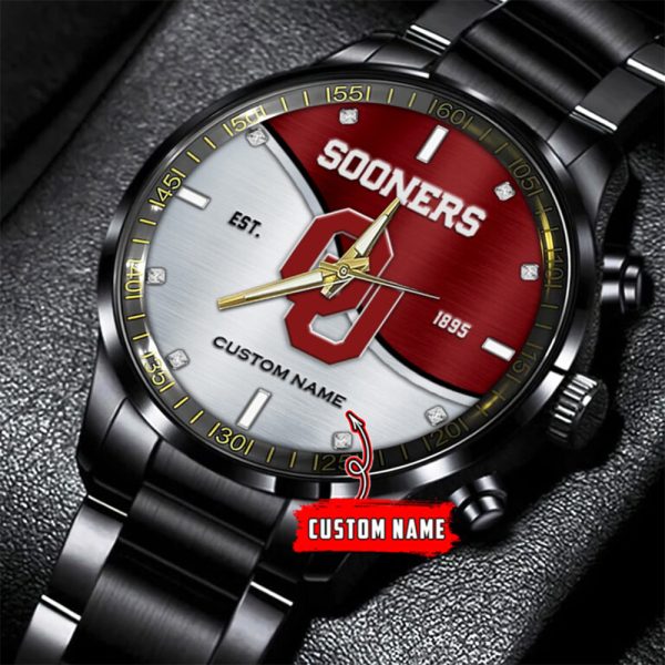 Personalized Oklahoma Sooners Women’s Softball Black Stainless Steel Watch - HUANNM 5094