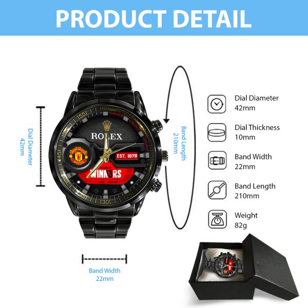 Manchester United x Rolex Black Stainless Steel Watch - MAITM 6878