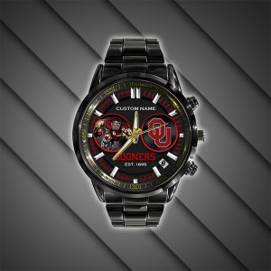 Personalized Oklahoma Sooners Women’s Softball Black Stainless Steel Watch - HUANNM 5093