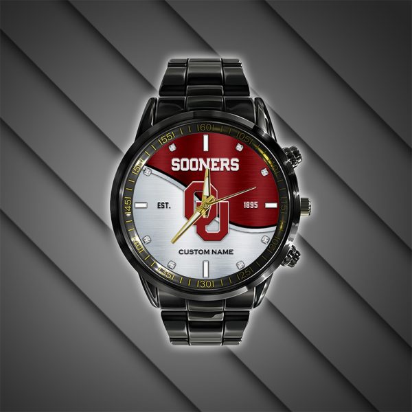 Personalized Oklahoma Sooners Women’s Softball Black Stainless Steel Watch - HUANNM 5094