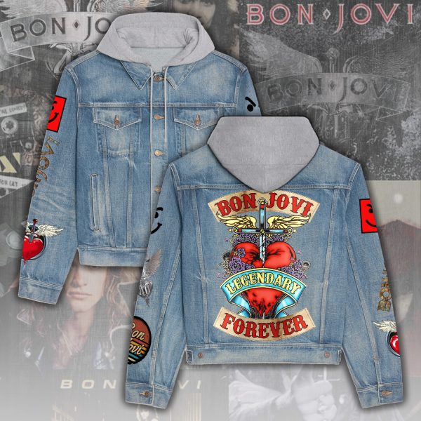 Bon Jovi Women's Denim Hood Jacket - ANHNV 4393