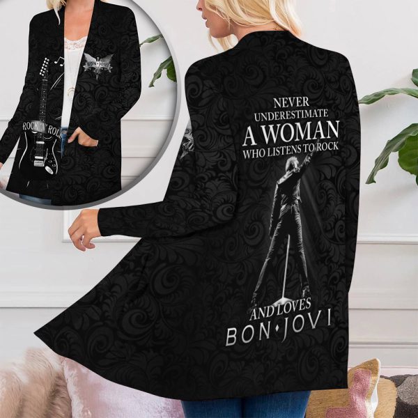 Bon Jovi Women’s Patch Pocket Cardigan – ANHNV 4397