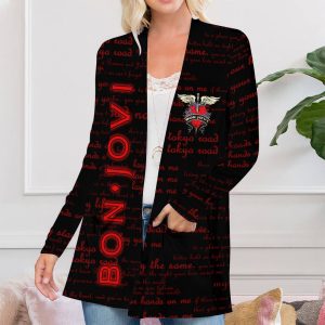 Bon Jovi Women’s Patch Pocket Cardigan – ANHNV 4417