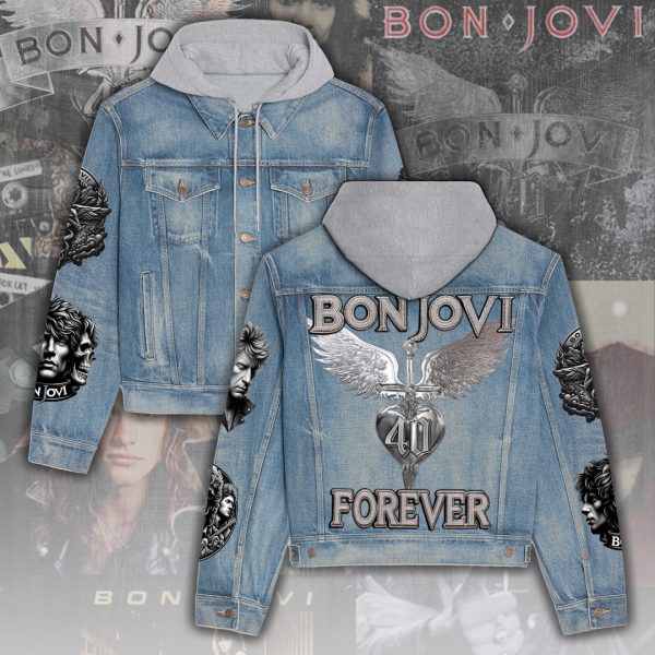 Bon Jovi Women's Denim Hood Jacket - ANHNV 4451