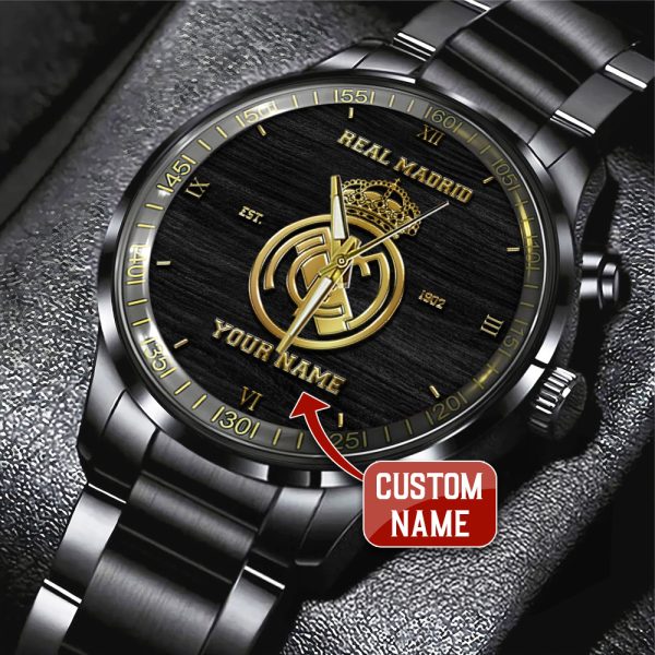 Personalized Real Madrid CF Black Stainless Steel Watch - ANHNV 4470