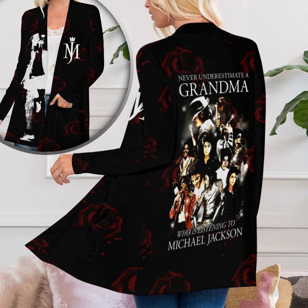 Michael Jackson Women’s Patch Pocket Cardigan – ANHNV 4510