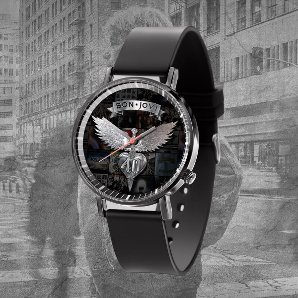 Bon Jovi Black Leather Watch - TANTN 6247