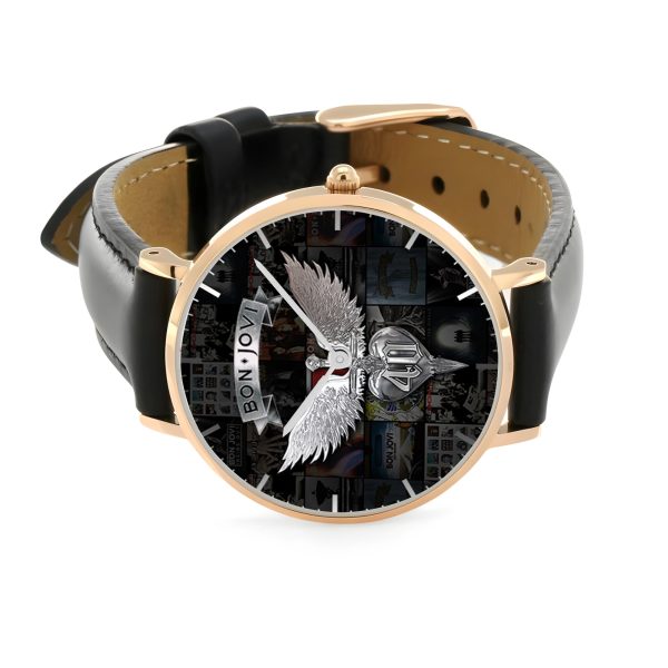 Bon Jovi Black Stitched Leather Watch - TANTN 6248