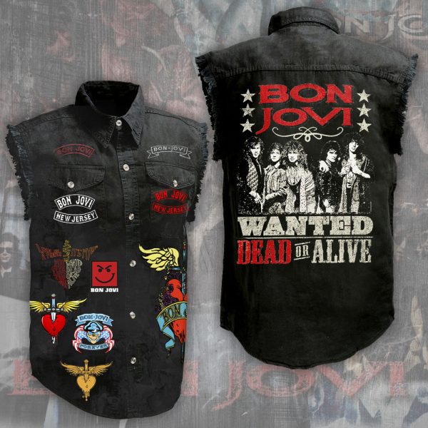 Bon Jovi 3D Lightweight Sleeveless Denim Shirt - ANHNV 4387