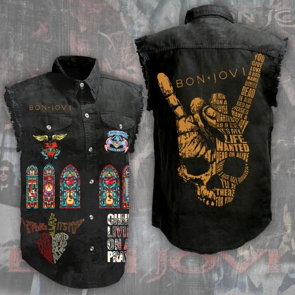 Bon Jovi 3D Lightweight Sleeveless Denim Shirt - ANHNV 4388