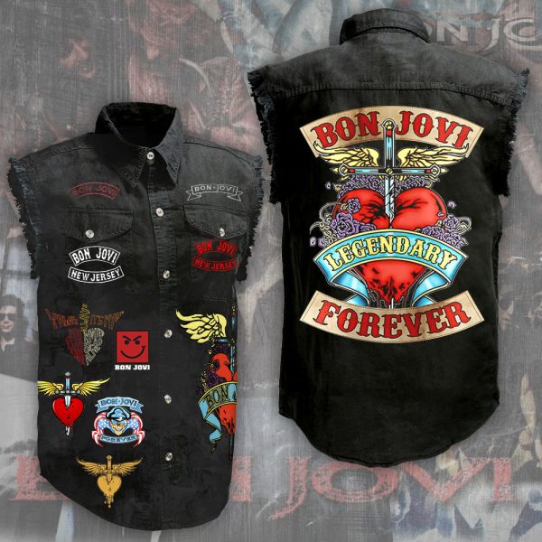 Bon Jovi 3D Lightweight Sleeveless Denim Shirt - ANHNV 4408