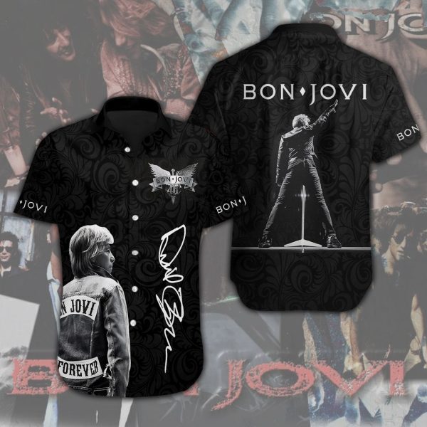 Bon Jovi Short Sleeve Dress Shirt - ANHNV 4400