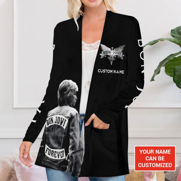 Personalized Bon Jovi Women’s Patch Pocket Cardigan – TANTN 6255