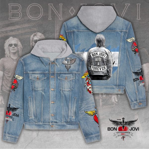 Bon Jovi Women's Denim Hood Jacket - HUANNM 4979