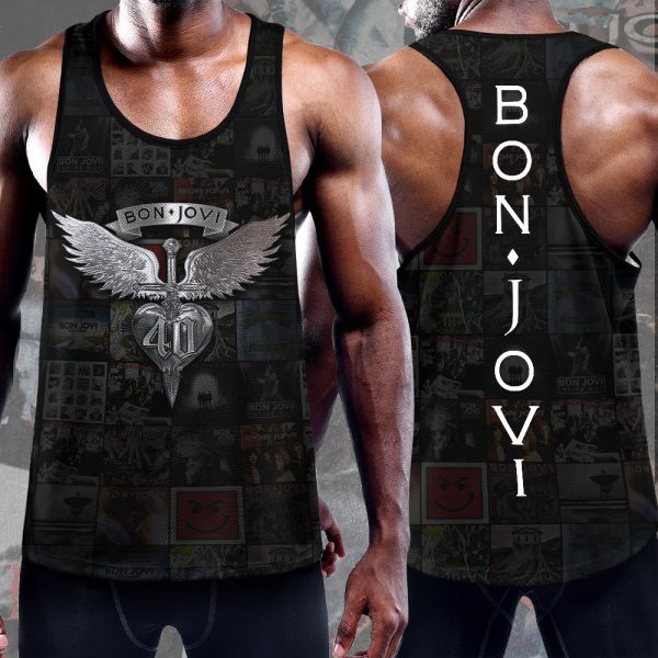 Bon Jovi Y-Back Muscle Tank Top - TANTN 6332