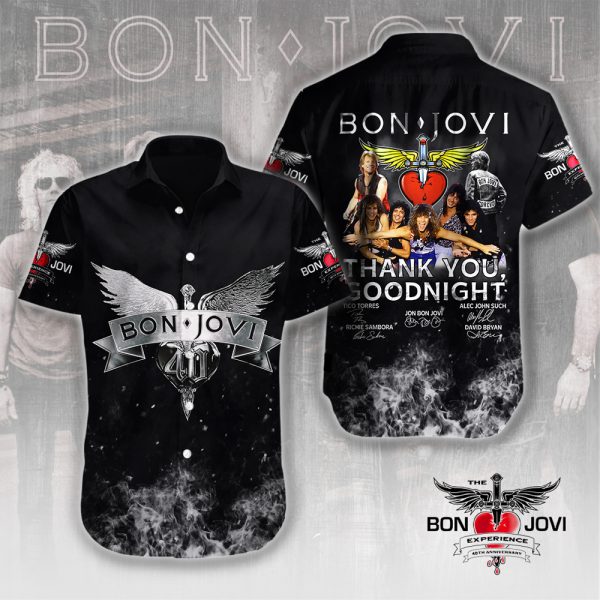 Bon Jovi Short Sleeve Dress Shirt - HUANNM 4984