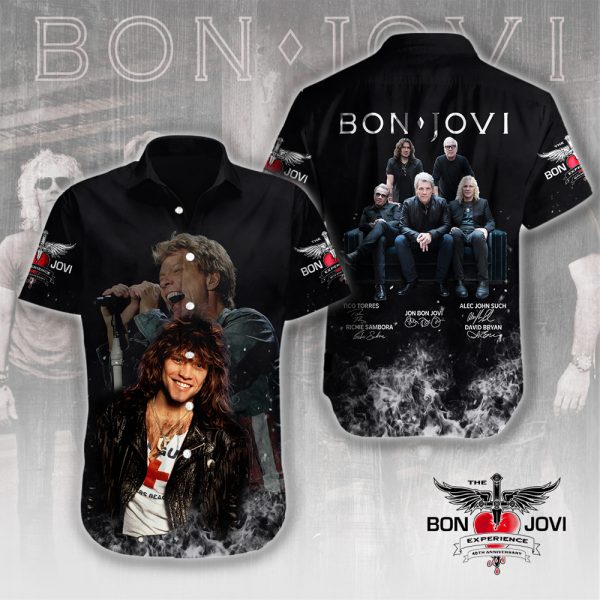 Bon Jovi Short Sleeve Dress Shirt - HUANNM 5154