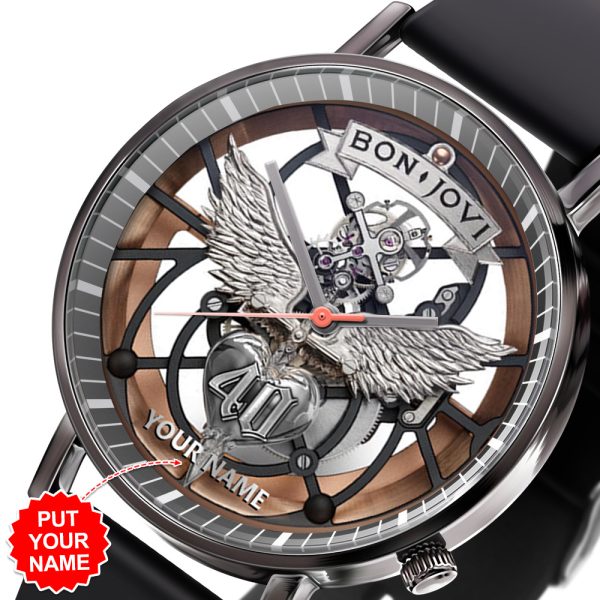 Personalized Bon Jovi Black Leather Watch - GNE 416