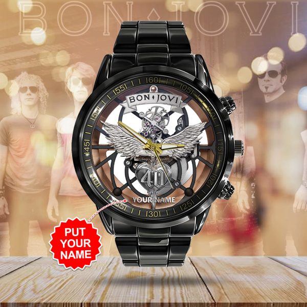 Personalized Bon Jovi Black Stainless Steel Watch - GNE 415