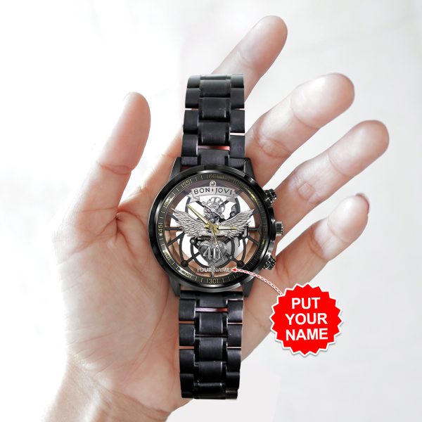 Personalized Bon Jovi Black Stainless Steel Watch - GNE 415