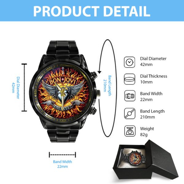 Bon Jovi Black Stainless Steel Watch - TANTN 6352