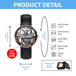 Personalized Bon Jovi Black Stitched Leather Watch - GNE 417