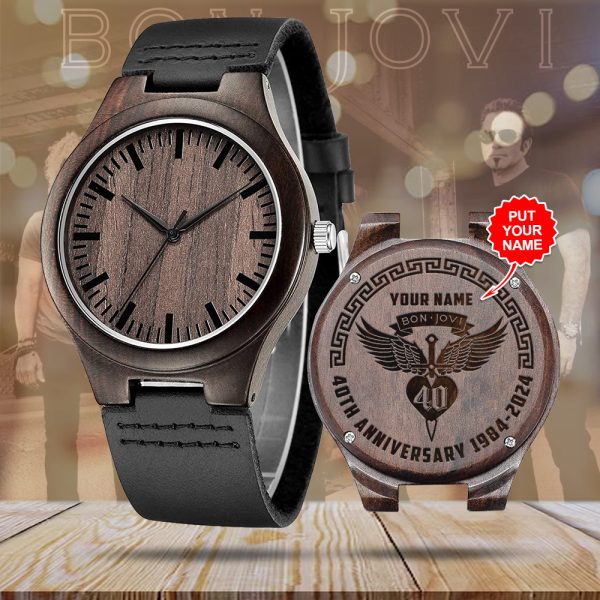 Personalized Bon Jovi Engraved Wooden Watch - GNE 411